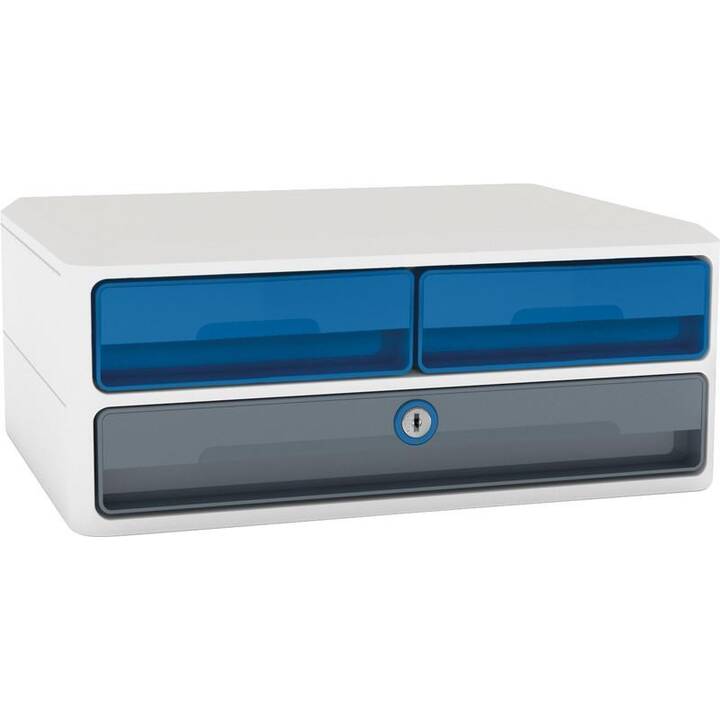 CEP Boite à tiroirs de bureau MoovUp (A4+, 27.45 cm  x 36.85 cm  x 14.6 cm, Bleu)