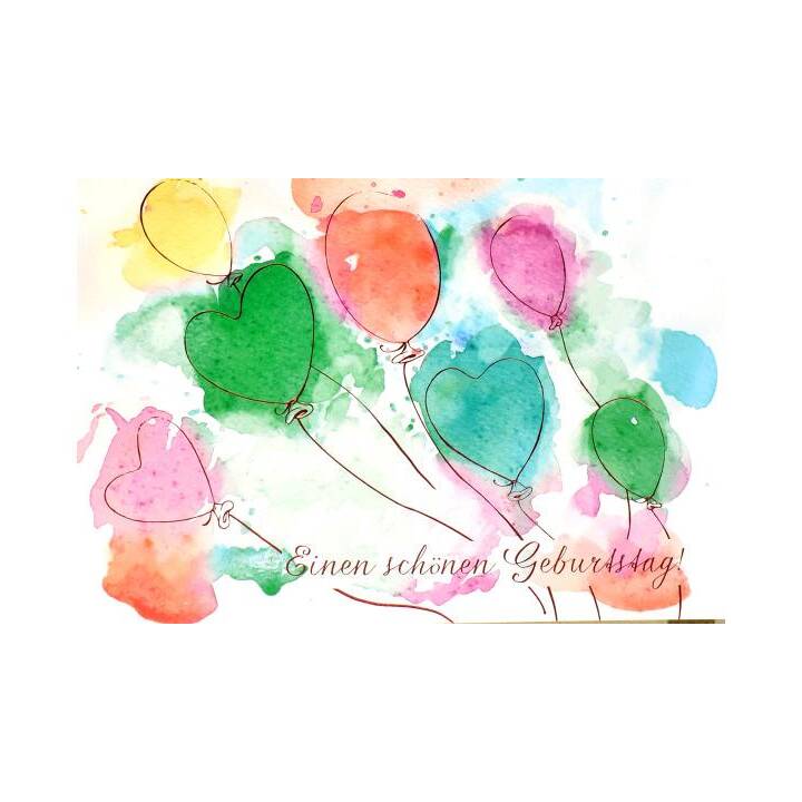 ABC Glückwunschkarte Ballons (Geburtstag, B6, Mehrfarbig)
