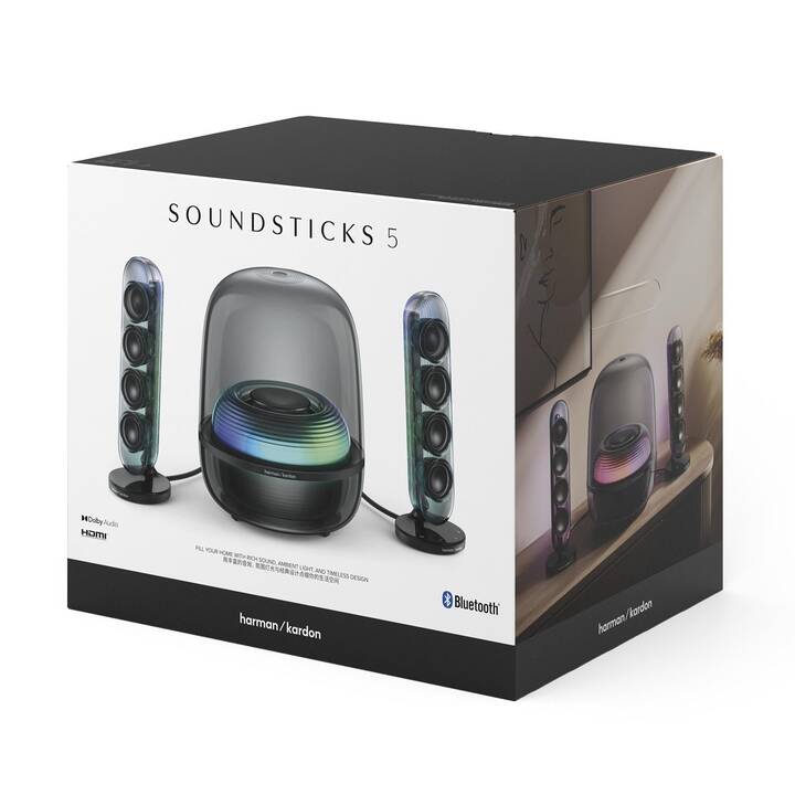 【箱あり】harman kardon SoundSticks Wireless HARMAN / KARDON SoundStick 5 (190 W, Aktiv-Lautsprecher, Schwarz