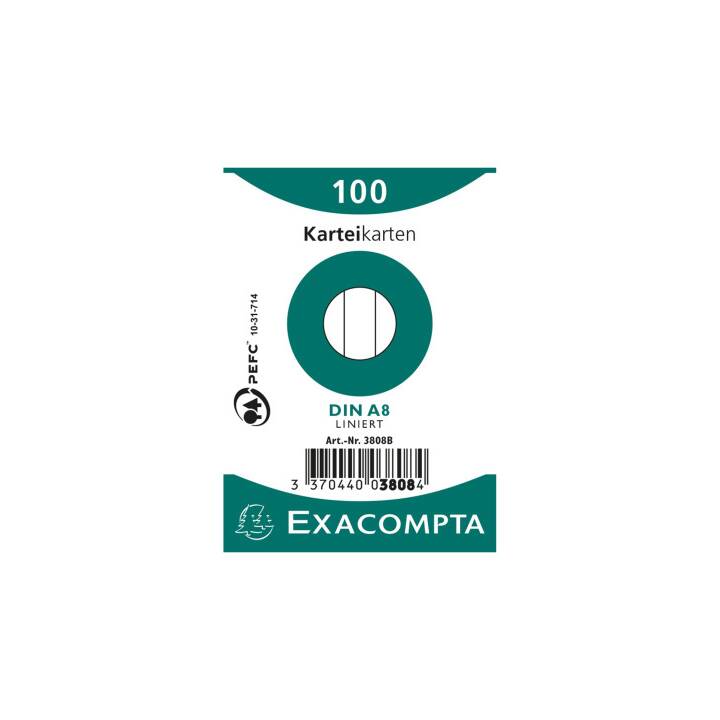 EXACOMPTA Scheda per schedario (A8, Bianco, Rigato, 100 pezzo)
