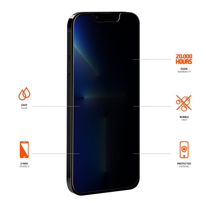 EIGER Vetro protettivo da schermo Mountain Glass Black (iPhone 13 Pro Max)