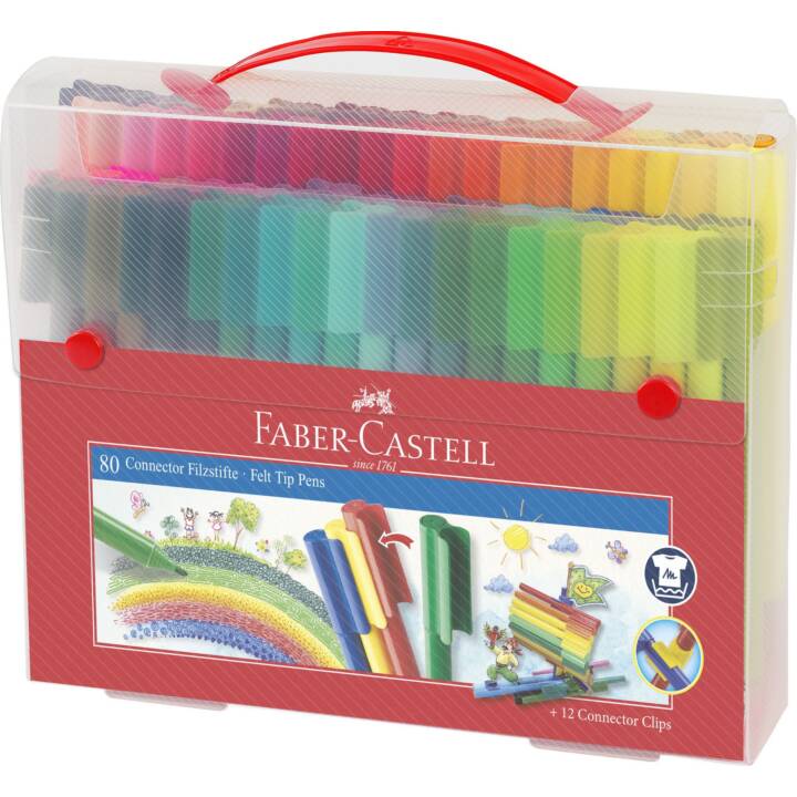 FABER-CASTELL Crayon feutre (Multicolore, 80 pièce)
