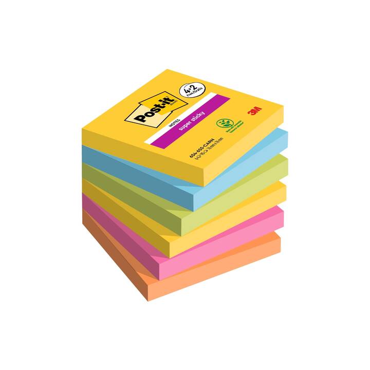 POST-IT Notes autocollantes Super Sticky Promotion (6 x 90 feuille, Multicolore)