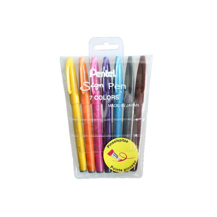 PENTEL Brush Sign Crayon feutre (Multicolore, 7 pièce)