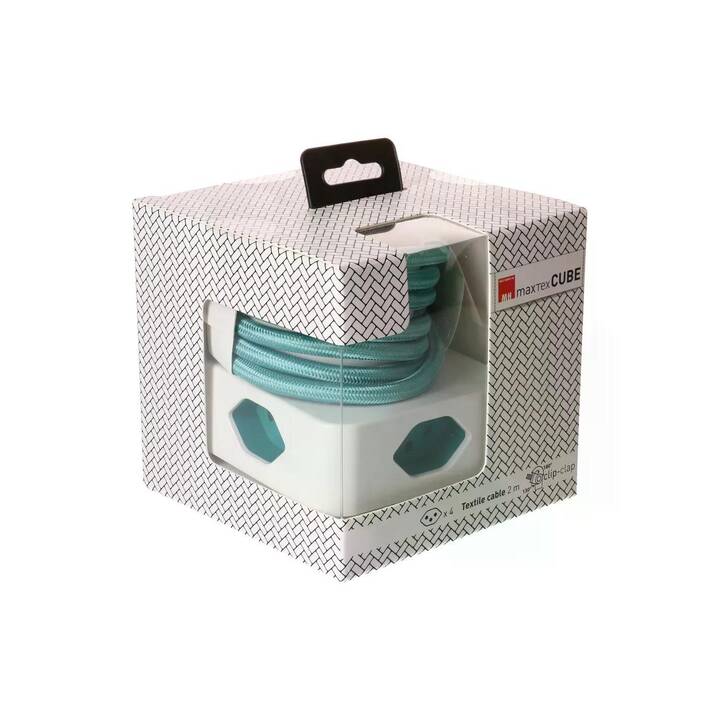 MAXTEX Prise multiple Cube (T13 / T12, 2 m, Blanc, Turquoise)