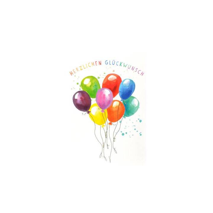 ABC Carte de vœux Ballons (Anniversaire, B6, Multicolore)