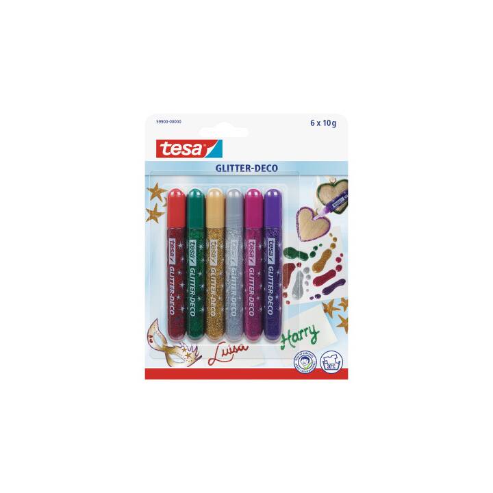 TESA Penna glitterata (Multicolore, 6 pezzo)