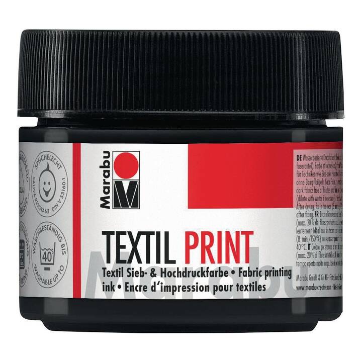 MARABU Textilfarbe Texil Print (100 ml, Transparent, Schwarz, Weiss)