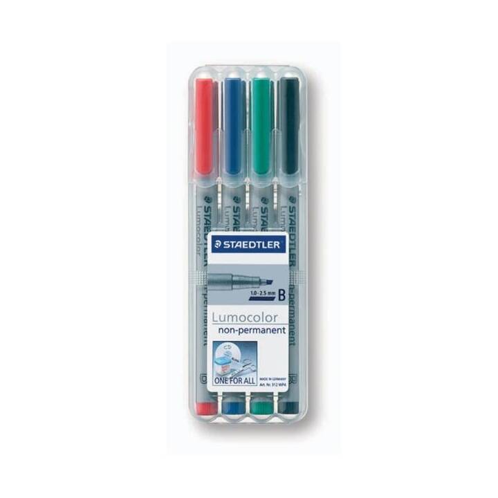 STAEDTLER Pennarello per lucidi Lumocolor 312 WP4 (Blu, Nero, Rosso, Verde, 4 pezzo)