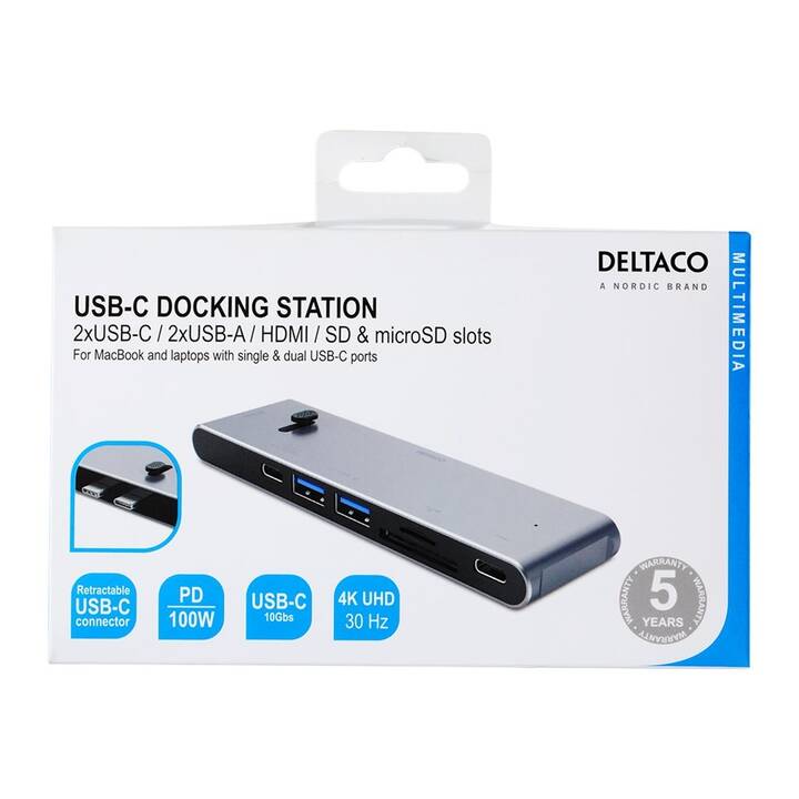 DELTACO Dockingstation (HDMI, DisplayPort)