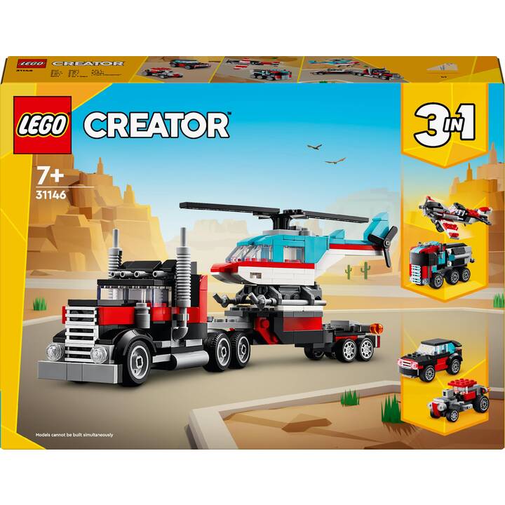 LEGO Creator 3-in-1 Tieflader mit Hubschrauber (31146)