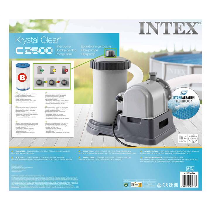INTEX Kartuschenfilterpumpe Crystal Clear (38 mm, 9463 l/h)