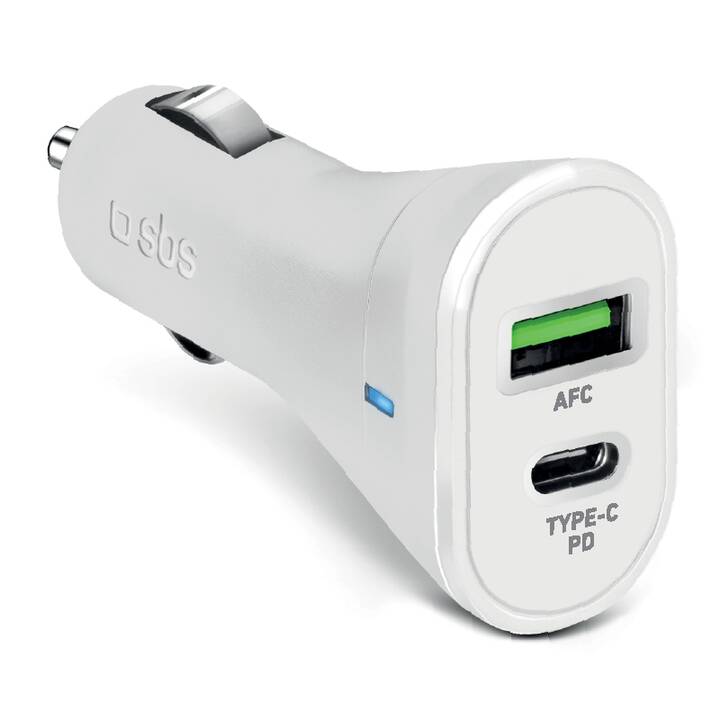 SBS Chargeur auto Car Charger (20 W, Allume-cigare, USB de type A, USB de type C)