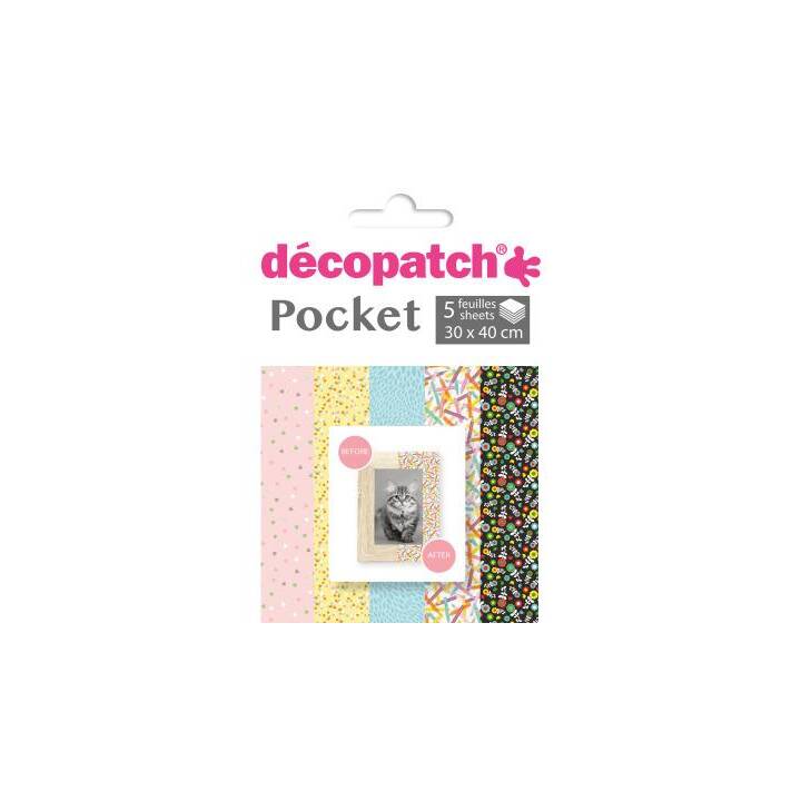 DÉCOPATCH Spezialpapier Pocket Nr. 22 (Farbig assortiert, 5 Blatt)