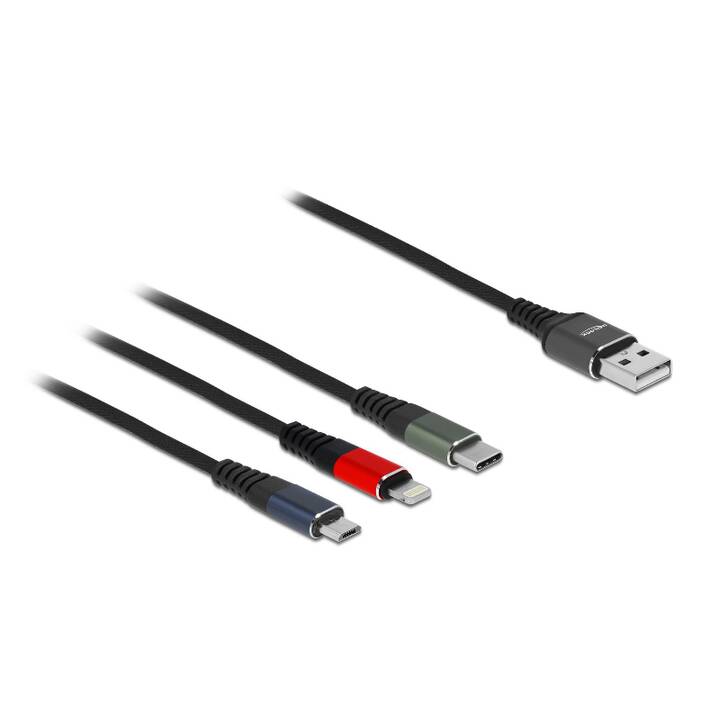 DELOCK Cavo (USB 2.0 Tipo-A, Spina Lightning, Micro USB, USB Typ-C, 30 cm)