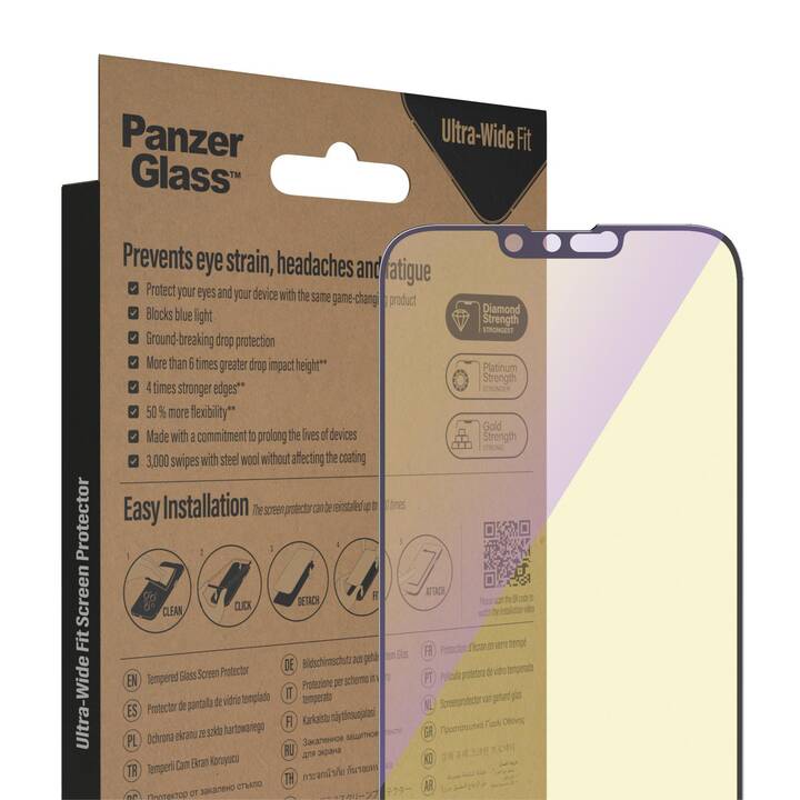 PANZERGLASS Vetro protettivo da schermo ltra Wide Anti Bluelight (iPhone 14 Plus, 1 pezzo)
