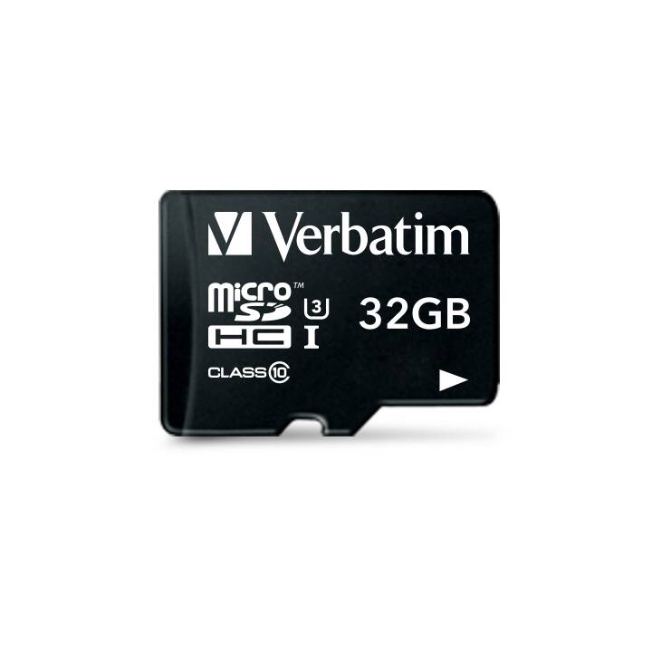 VERBATIM MicroSDHC Pro (Class 10, UHS-I Class 3, 32 Go, 90 Mo/s)