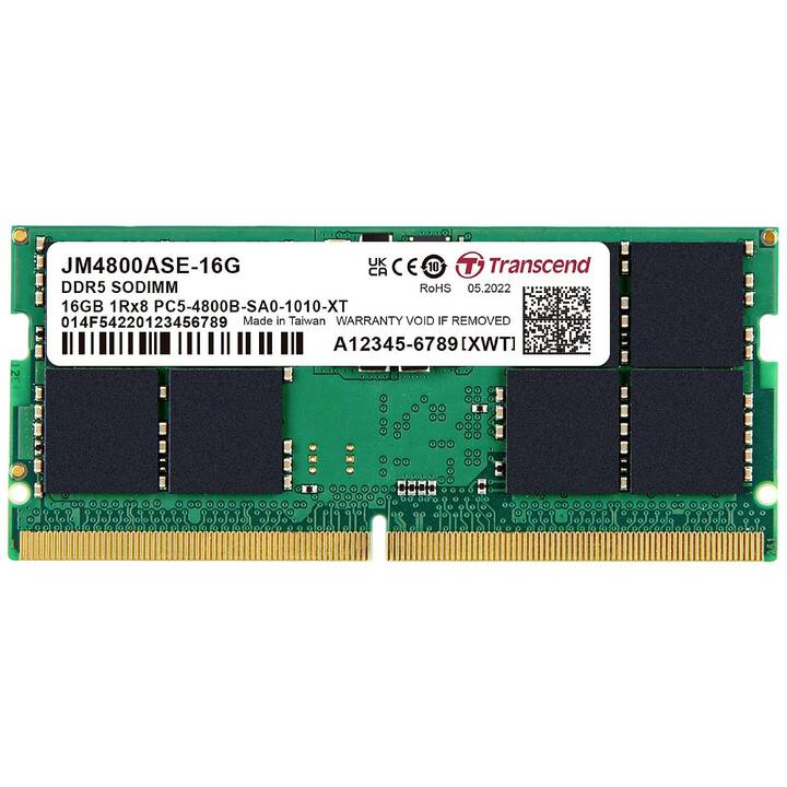 TRANSCEND JetRAM (1 x 16 Go, DDR5 4800 MHz, SO-DIMM 262-Pin)