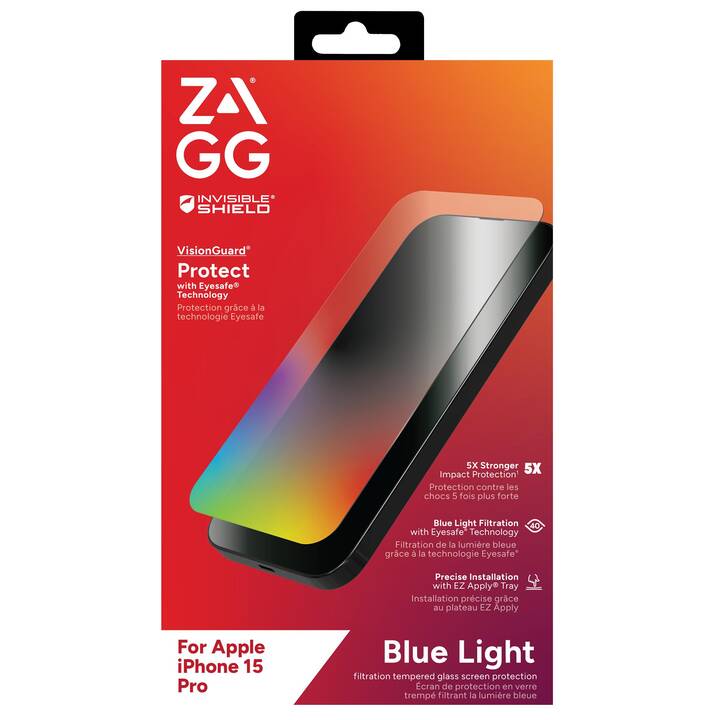 ZAGG Displayschutzglas Elite VisionGuard (iPhone 15 Pro, 1 Stück)