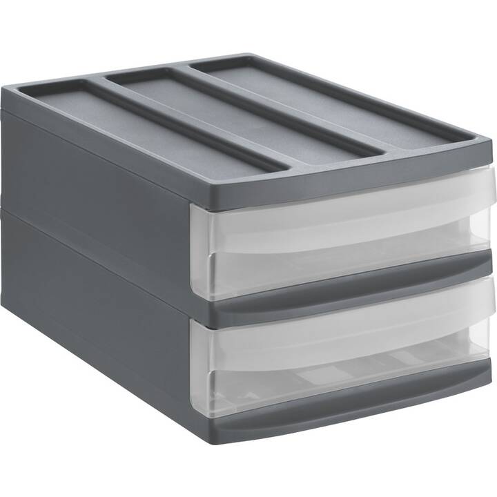 ROTHO Büroschubladenbox Systemix Duo (255 mm  x 395 mm  x 203 mm, Anthrazit)
