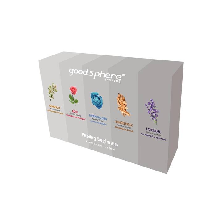 GOODSPHERE Huile de parfum pour appareil Feeling Beginners (5 x 30 ml, Lavande, Pamplemousse, Santal, Frais, Rose)