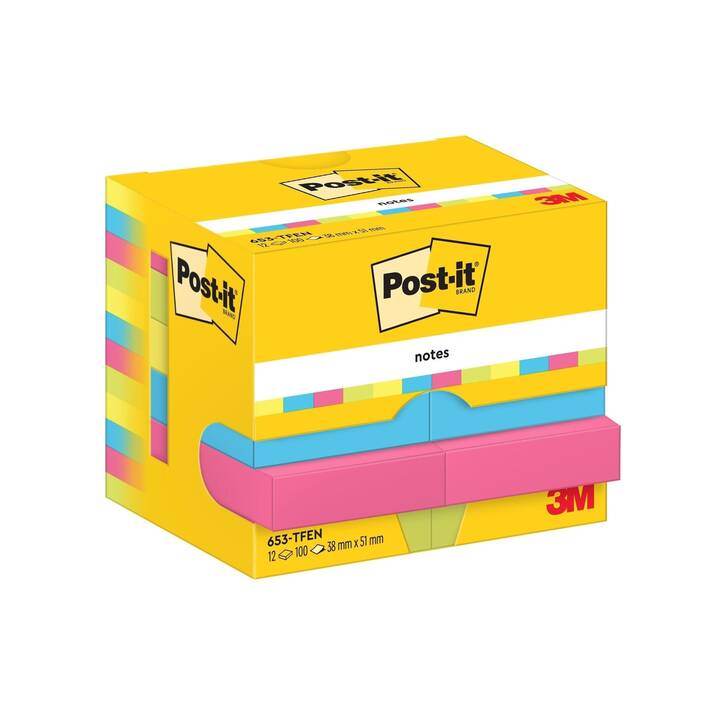 POST-IT Notes autocollantes Energy (12 x 100 feuille, Multicolore)