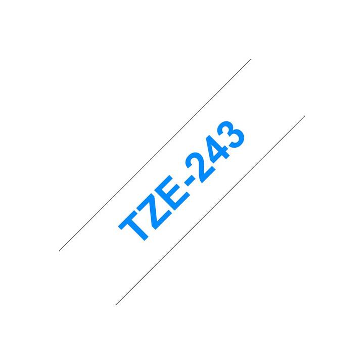 BROTHER TZe-243  Ruban d'écriture (Bleu / Blanc, 18 mm)