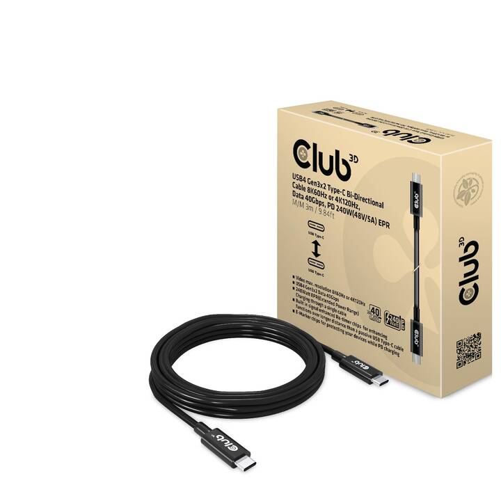 CLUB 3D Câble (USB C, USB de type C, 3 m)