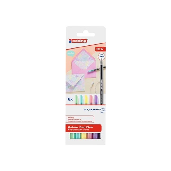 EDDING Pastell E-6 Crayon feutre (Gris, Jaune, Bleu, Mauve, Vert, Rouge, 6 pièce)