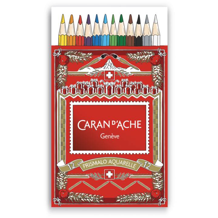 CARAN D'ACHE Crayons de couleur aquarellables (Multicolore, 12 pièce)