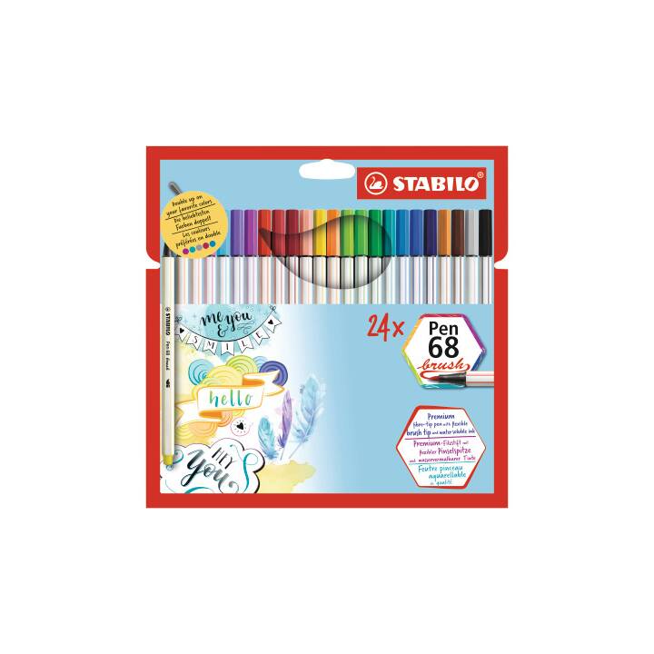 STABILO Pen 68 Crayon feutre (Multicolore, 24 pièce)