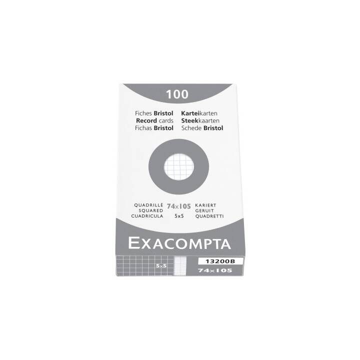 EXACOMPTA Cartes-fiches (A7, Blanc, Quadrillé, 100 pièce)