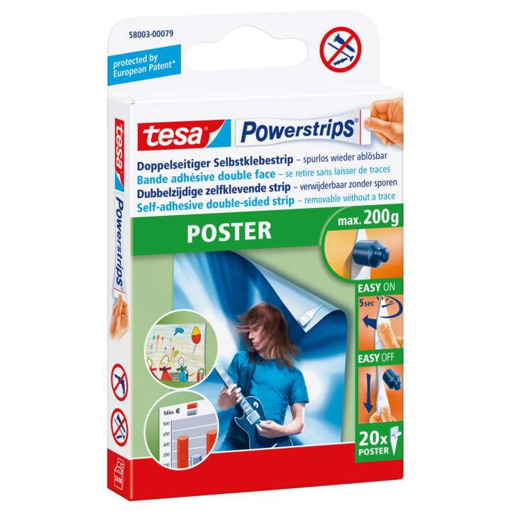 TESA Tabs adesivo Powerstrips Poster (40 m, 20 pezzo)