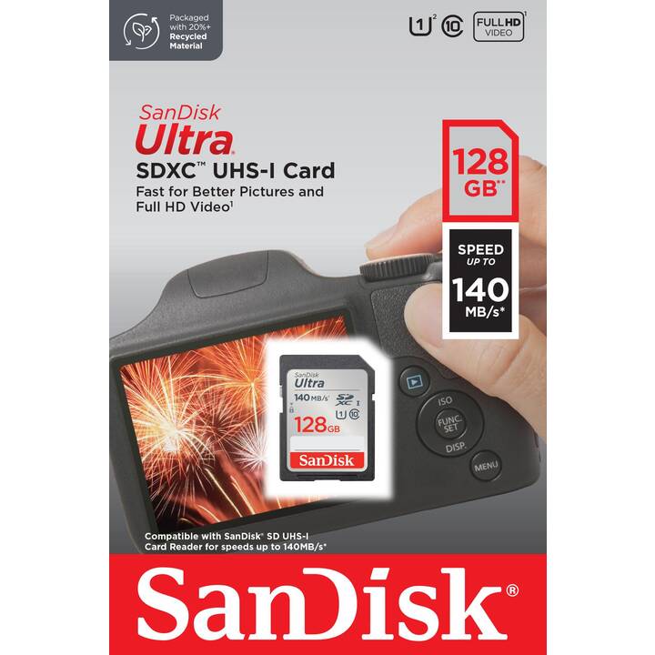 SANDISK SDXC Ultra (Class 10, 128 GB, 140 MB/s)