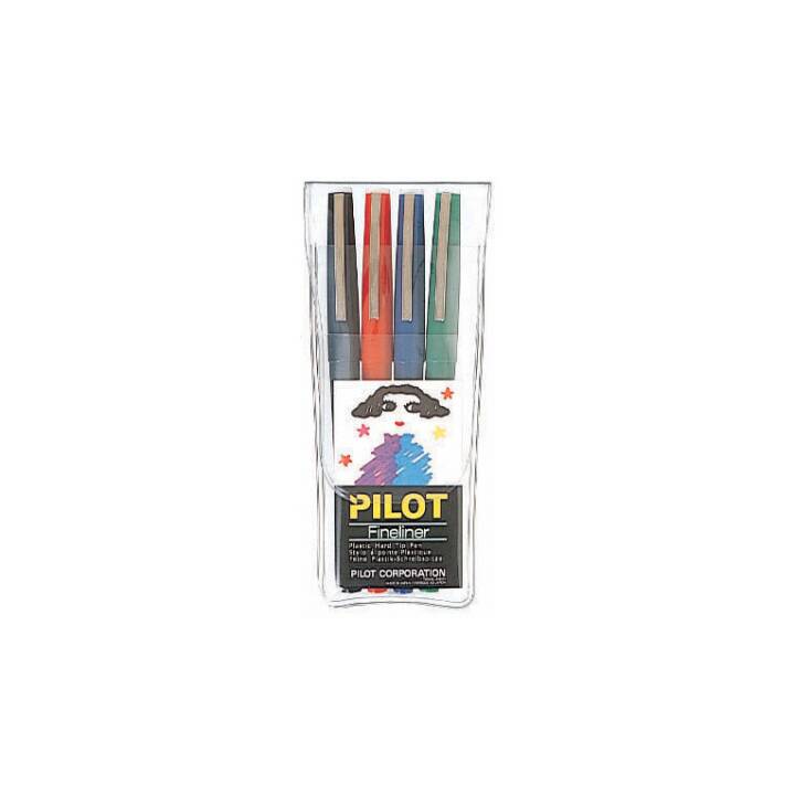 PILOT PEN Penna a fibra (Blu, Verde, Nero, Rosso, 4 pezzo)