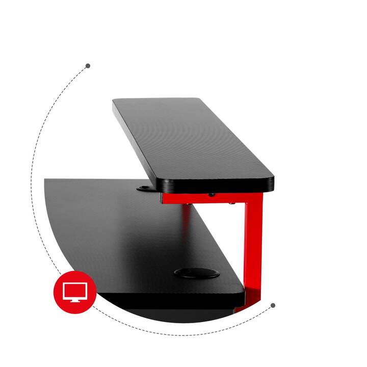 HUZARO table d'ordinateur (Noir, Rouge, 116 cm x 59 cm)
