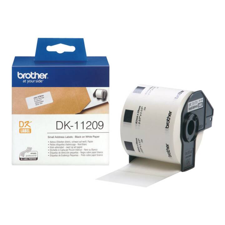 BROTHER DK-11209 Nastro delle scritture (Nero / Bianco, 62 mm)