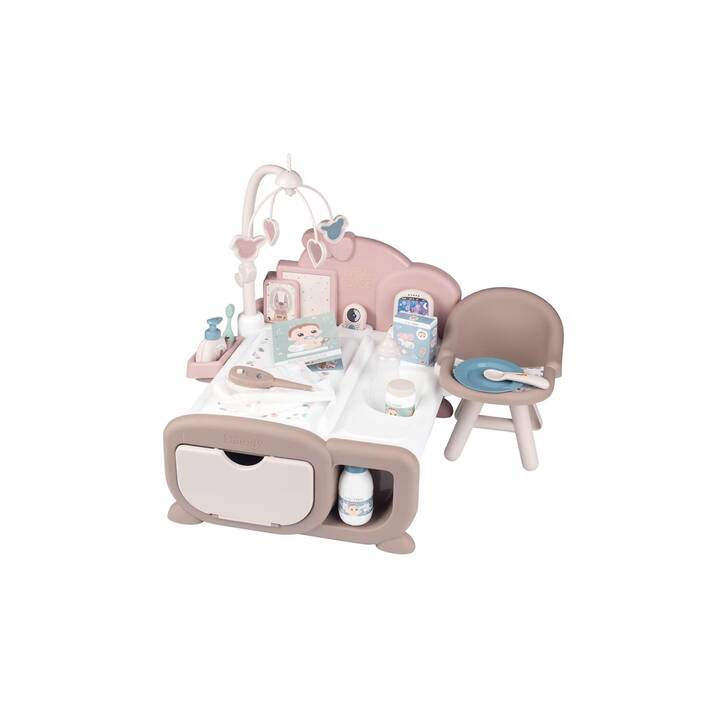 SMOBY INTERACTIVE Nurse Cocoon 3-in-1 Set di mobili per bambole (Marrone, Bianco, Rosa)
