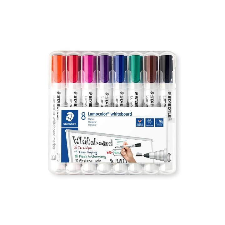 STAEDTLER Whiteboard Marker Lumocolor (Schwarz, Grün, Rot, Pink, Blau, Orange, Violett, Braun, 8 Stück)