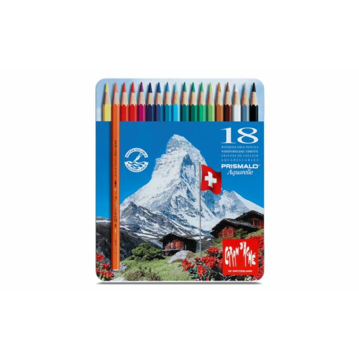 CARAN D'ACHE Aquarellfarbstift Prismalo (Mehrfarbig, 18 Stück)