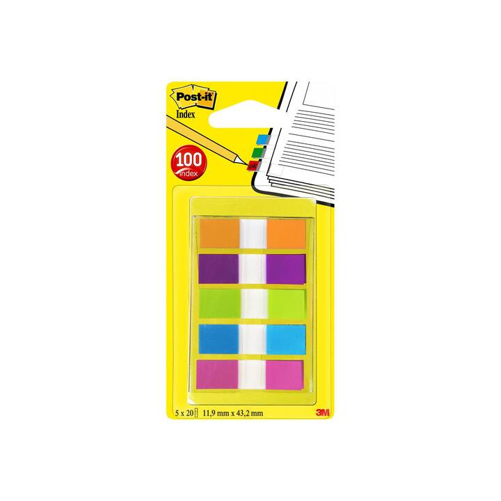 3M Notes autocollantes Index (5 x 20 feuille, Coloris assortis)