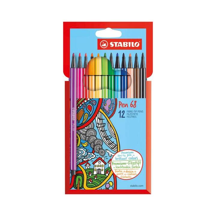 STABILO Pastellove Crayon feutre (Multicolore, 12 pièce)