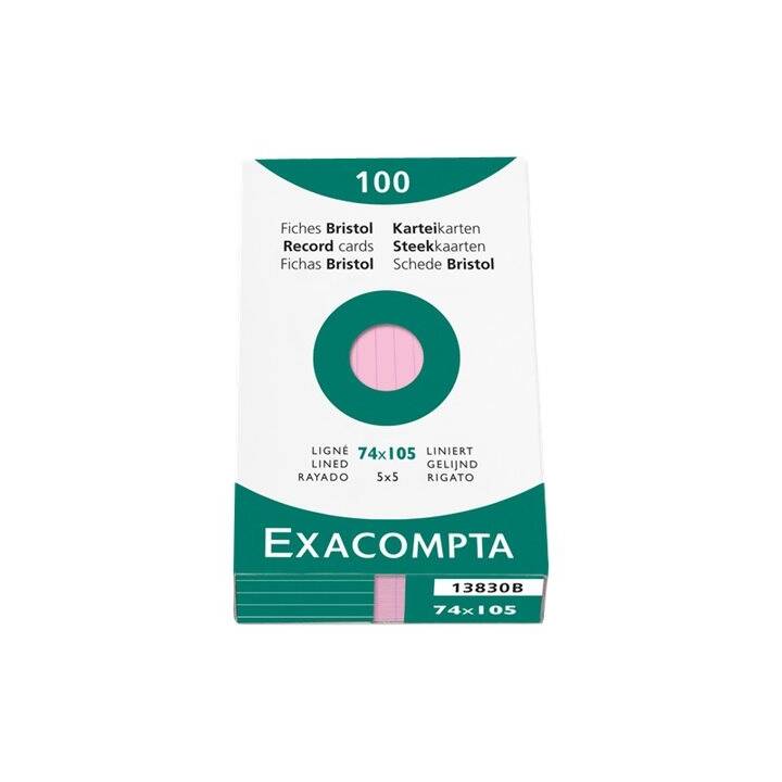 EXACOMPTA Cartes-fiches (A7, Rose, Ligné, 100 pièce)