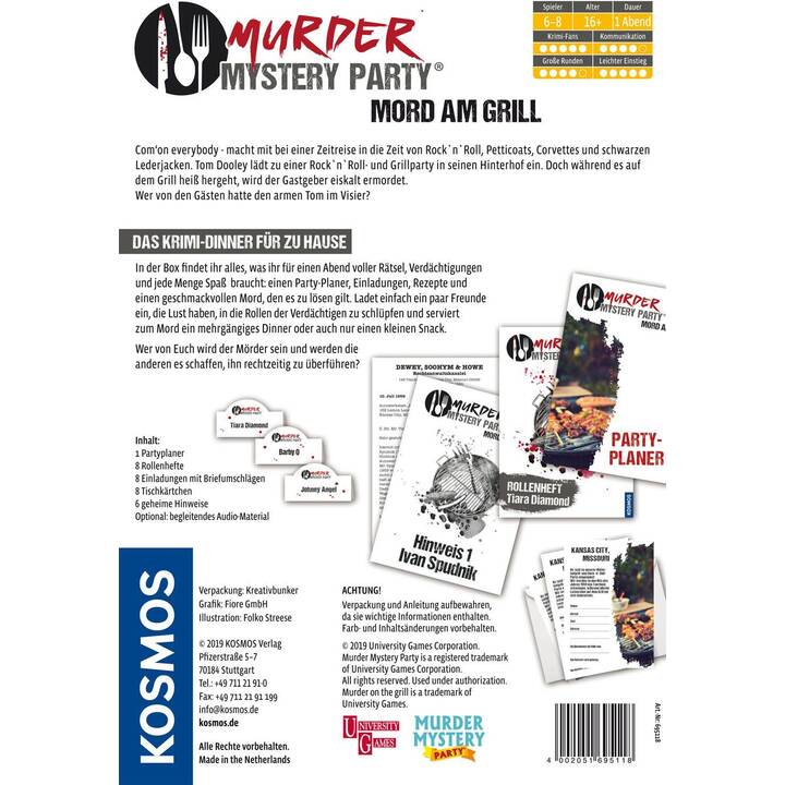 KOSMOS Murder Mystery Party: Mord am Grill Denk- und Ratespiel