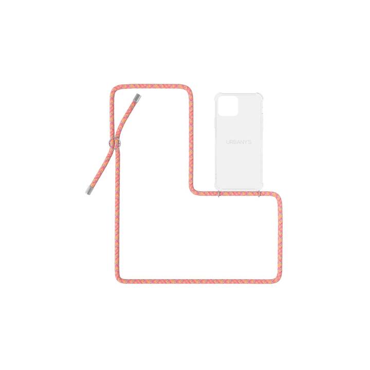 URBANY'S Backcover mit Kordel (iPhone 14 Plus, Einfarbig, Transparent, Rosa)