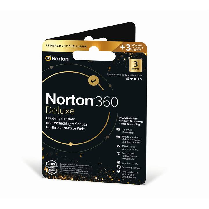 NORTON 360 Deluxe (Abbonamento, 3x, 15 Mesi, Italiano, Francese, Tedesco)