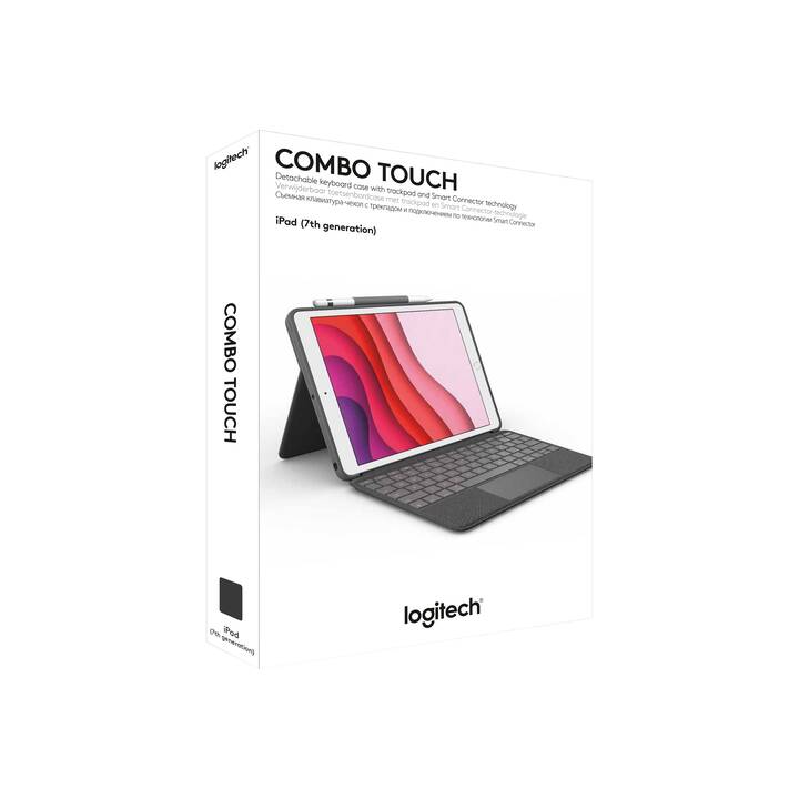 LOGITECH Combo Touch Type Cover (10.2", iPad Gen. 8 2020, Paperwhite 7. Gen., Graphite)