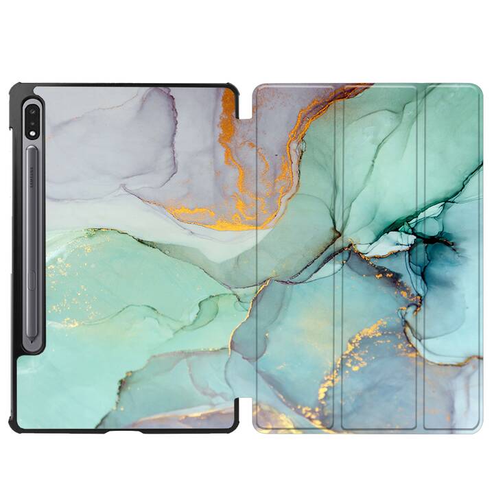 EG Klapp-Hülle für Samsung Galaxy Tab S7 FE 12.4" (2021) - grüner Marmor
