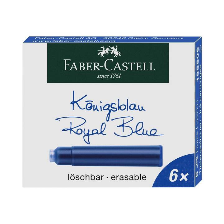 FABER-CASTELL Cartouches d'encre (Bleu, 6 pièce)