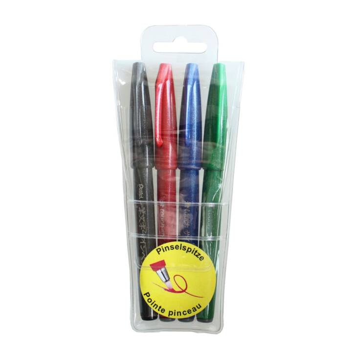 PENTEL Pennarello (Blu, Verde, Nero, Rosso, 4 pezzo)